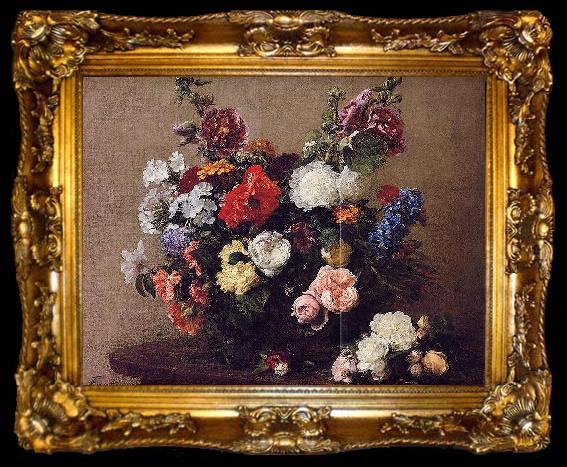 framed  Henri Fantin-Latour Latour Bouquet of Diverse Flowers, ta009-2